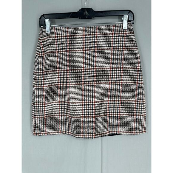 Thakoon Collective Skirt Womens 2 Beige Plaid Mini Academia Grunge Wool Black - Picture 1 of 7